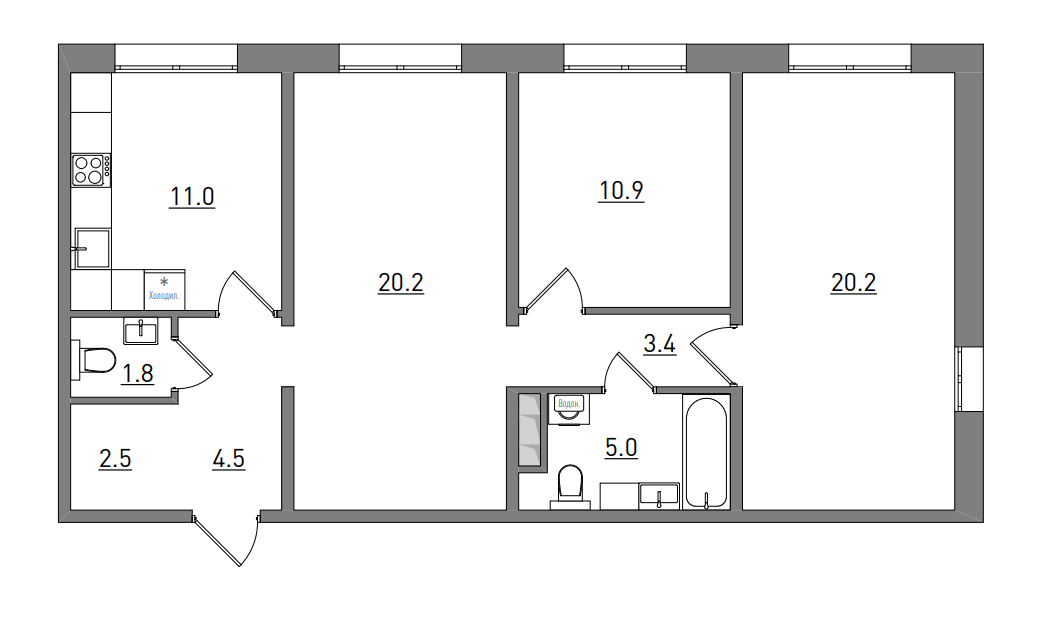 планировка квартиры 80 м2